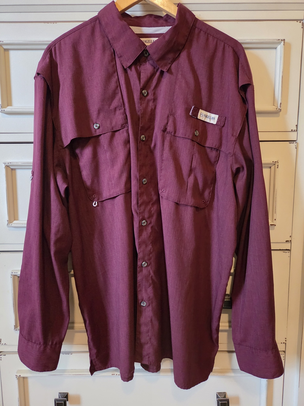 Magellan Outdoors Men's Long-Sleeve Burgundy Utility Shirt